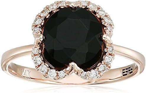 Womens 14K Rose Gold Black Agate Ring, 7