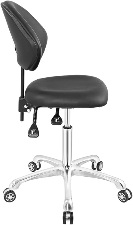 Amazon Com Rolling Stool Adjustable Drafting Office Chair With Tilt Backrest Hydraulic Swivel With Heavy Duty Metal Base For Office Home Counter Desk Chair Black Kitchen Dining