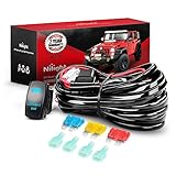 Nilight LED Light Bar Wiring Harness Kit 14AWG Heavy Duty 12V 5Pin Rocker Switch Laser On off Waterproof Switch Power Relay Blade Fuse-2 Leads,2 Years Warranty