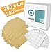 Fit Meal Prep [200 Bags and 200 Stickers Pack] 8.5 x 6 Inch Kraft Wax Paper Sandwich Bags and White Round Sticker Label - Unbleached Biodegradable Deli Wrap Sheet Food Grade Grease Resistant