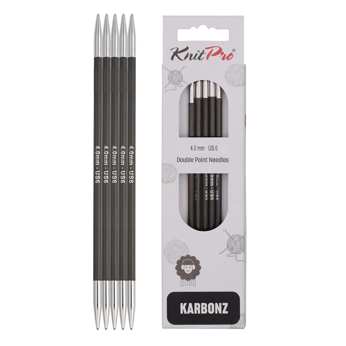 KnitPro Karbonz Double Pointed Needles 8" (20cm) | 4.00 mm