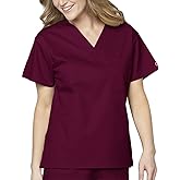 WonderWink Womens Unisex V-Neck Top Medical Scrubs Shirt, Wine, Small US