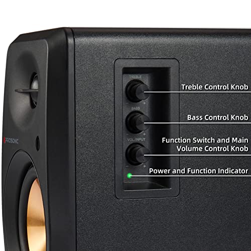 Prosonic BT30 Active Powered Bluetooth Bookshelf Speakers, Studio Monitor, Home Theater