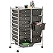 VonHaus Black 15 Drawer Organizer Cart with Rolling Wheels Multi-Purpose Utility Trolley for Home, Office, Art, Crafts and Beauty Storage