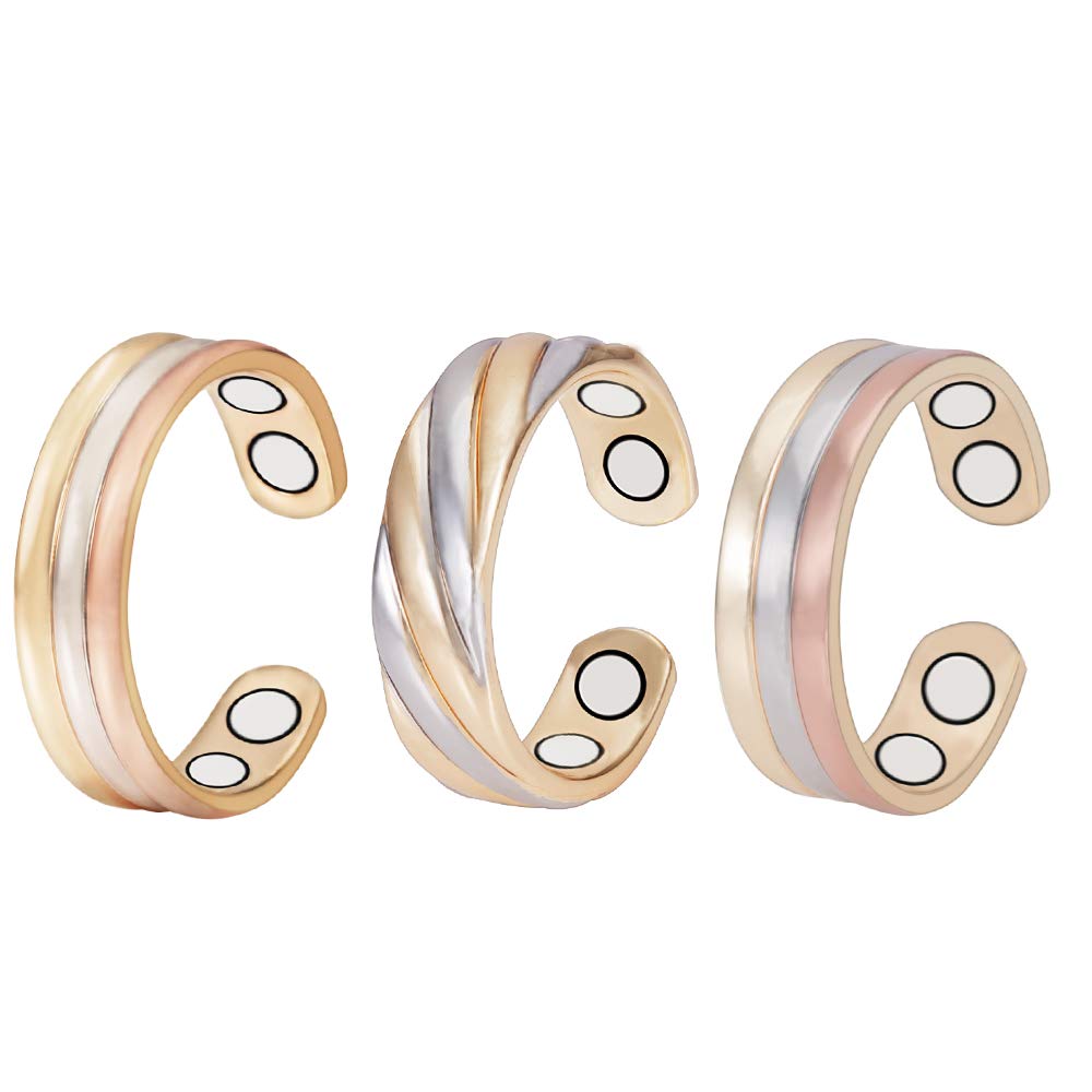 EnerMagiX Magnetic Copper Rings for Women & Men Ultra Strength Magnets 99.99% Solid Pure Copper Adjustable (0013 0949 0950)