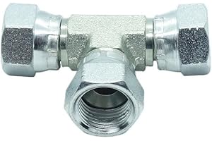 CDQBWKJGFJ 1 Piece Steel Hydraulic T Fitting 3/4"-16 SAE Thread, 1/2" Female JIC Swivel Tee Adapter
