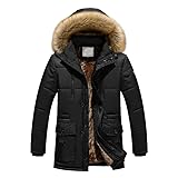 Teresamoon Men Winter Warm Hooded Zipped Thick
