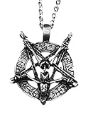 Invert Pentacle Pentagram Ghost Skeleton Laveyane Baphomet Pewter Pendant + 24