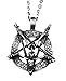 Invert Pentacle Pentagram Ghost Skeleton Laveyane Baphomet Pewter Pendant + 24