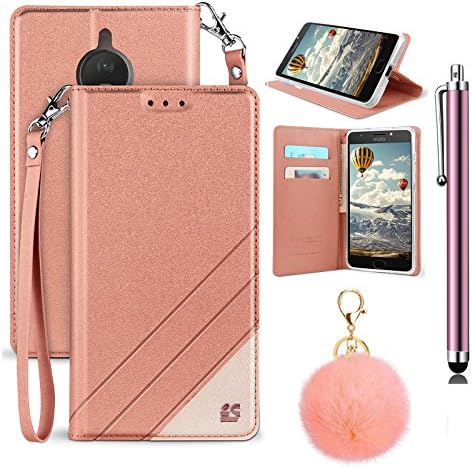 Moto E4 Plus Case, DNA [Stand Feature] Wallet Leather Hybrid Shockproof Case Card Pockets Protective Flip Cover For Motorola Moto E4 Plus / Moto E 4th Generation Plus + Gift USA Seller (Rose)