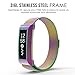 MoKo Fitbit Alta HR Bands With Frame, Metal Frame Housing + Milanese Loop Mesh Stainless Steel Replacement Bracelet Strap Band with Magnet Lock for Fitbit Alta and Fitbit Alta HR - COLORFUL