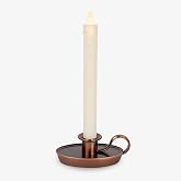 Luminara Ivory &amp; Bronze Window Taper Candle, 1" x 9.75" Flickering Flameless Patented Real Flame Plastic Taper, Battery Operated w/Timer, Remote Ready (Sold Separately) Christmas Holiday Decoration
