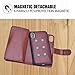 Hynice iPhone Xs/X Wallet Case, Leather Detachable Magnetic Flip 9 Card Slots Holder Wrist Strap Purse Removable Slim Protective Cover for Apple iPhone Xs/X 5.8 inch (Brown)