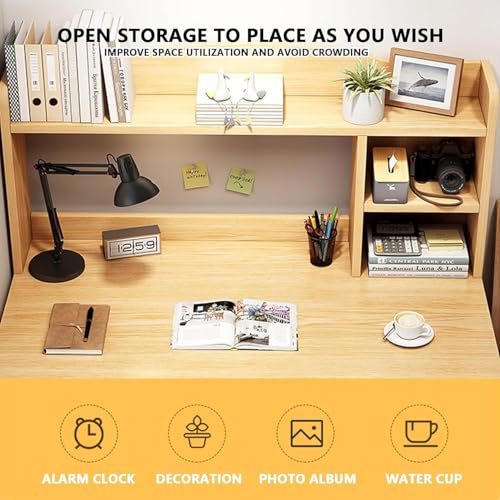 GGEROU Writing Study Table with Hutch Shelf and File Drawer,Large Computer Desk For Home Office,Standing Desk With Shelves Storag - Student Study Desk -Ideal for Gaming and Work (White)