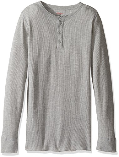 Hanes Men's Big Red Label X-Temp Thermal Henley, Heather Grey, X-Large