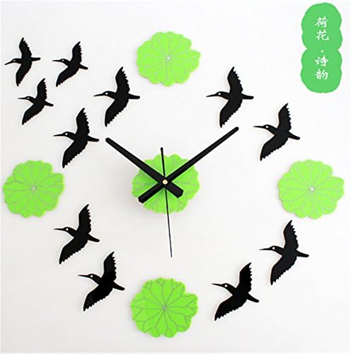 Chinese wind Lotus flower rhyme DIY clock table creative pastoral lotus wall clocks large DIY self - adhesive clock, A
