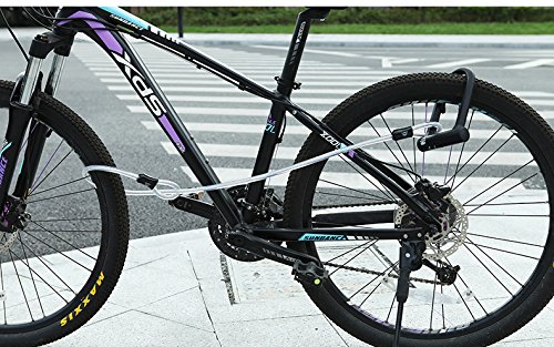 ZUKAM Bike Lock Heavy Duty Bicycle U Lock with 4FT/1.2M Flexible Steel Loop Cable and Bike Mounting Bracket