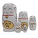 Creative Cute Fortune Cat Lucky Cat Handmade Wooden Russian Nesting Dolls Matryoshka Dolls Set 5 Pieces For Kids Doll Toy Birthday Christmas Gift Home Decoration (White)
