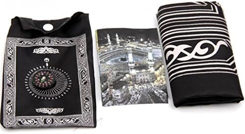Outshowmel 10060Cm Muslim Prayer Rug New Waterproof Muslim Travel Pocket Prayer Mat With Compass Black 100x60cm