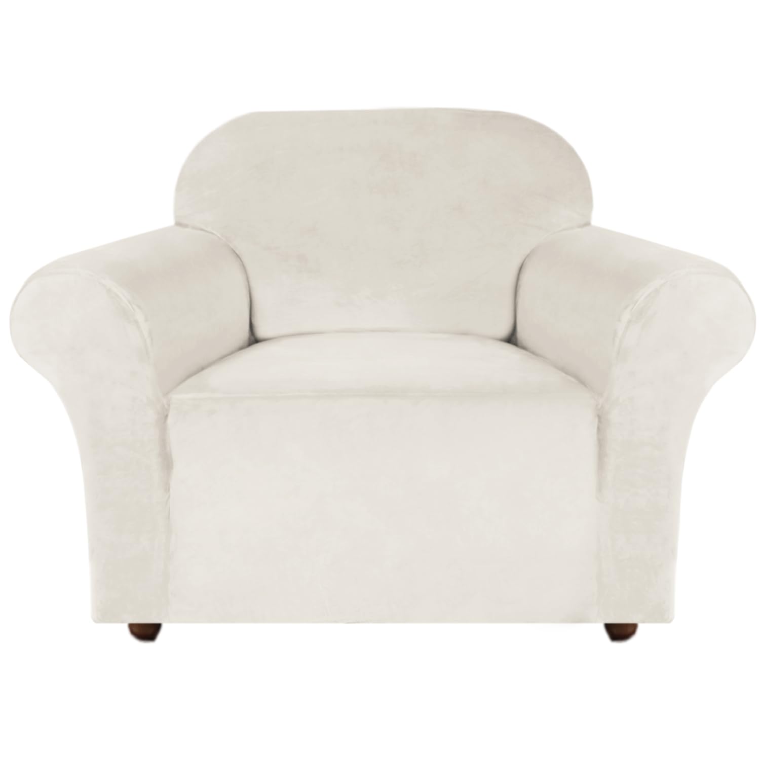Photo 1 of Turquoize Stretch Velvet Chair Cover Sofa Covers for Living Room Armchair Cover Chair Slip Covers with Arms Armchair Slipcover with Elastic Bottom Crafted from Soft Velvet Fabric (Chair, Porcelain)