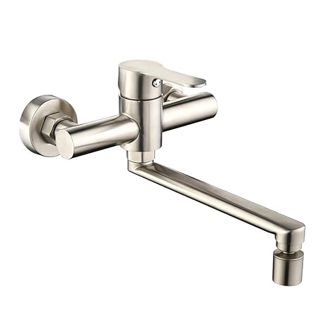 Homelody Wandmontage Armatur Küche Wasserhahn Einhandmischer Wand Küchenarmatur Spültischarmatur Mischbatterie mit schwenkbar