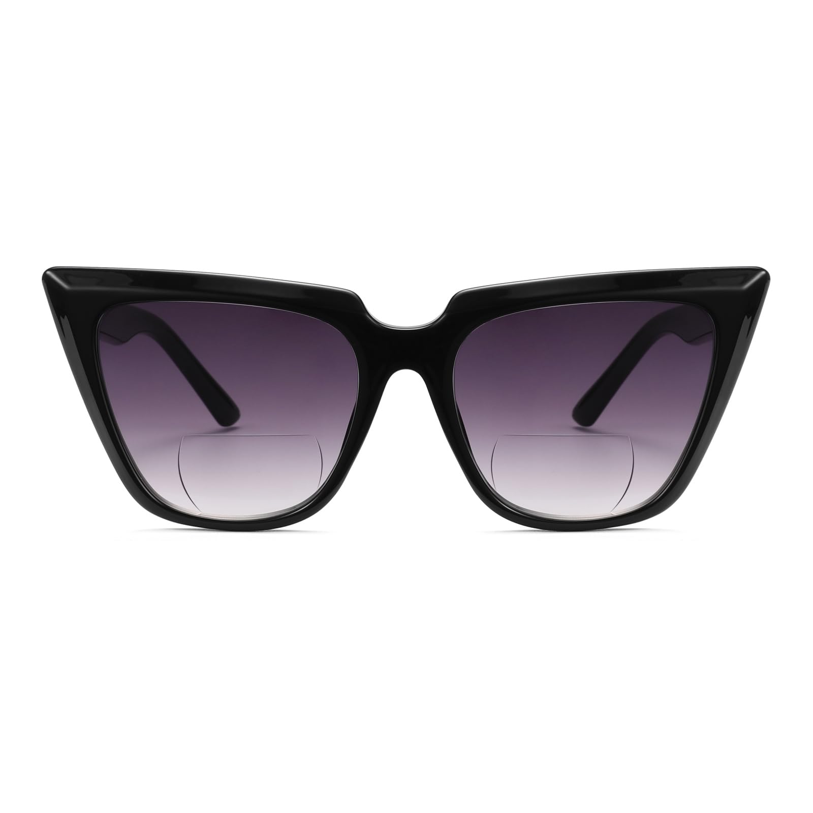 ZUVGEES Blue Light Blocking Reading Glasses Womens Chic Oversized Cat-Eye Eyeglasses Big Frames Large lens Computer Readers (Black (Bifocal Reading Sunglasses), 1.50) — image 1