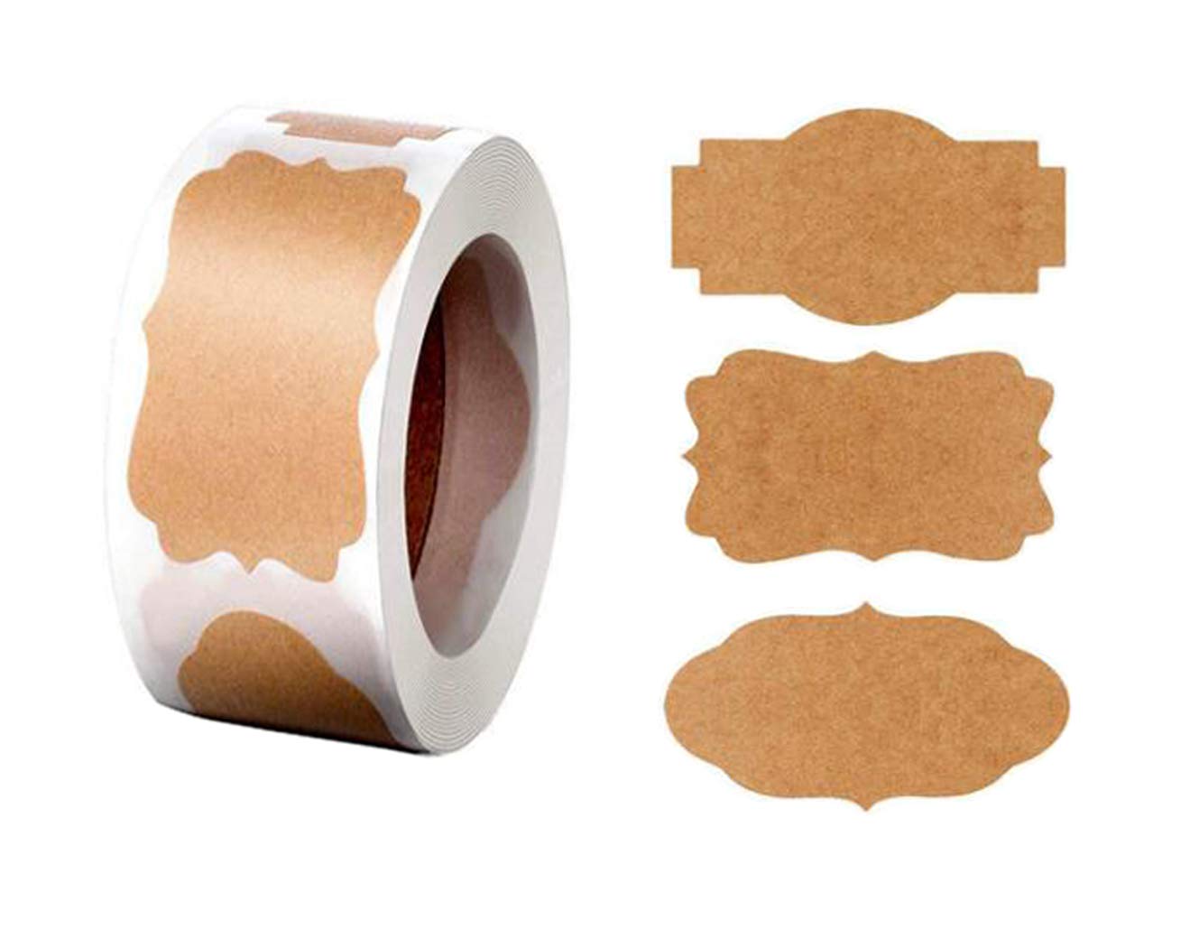 300 Gift Tag Labels - 1.2" x 2" Kraft Paper Stickers - Preset, Blank, Removable Labels for Gifts, Decor, Food, Glass, Containers - Self-Adhesive - Removable - Various Themes - By RuiChy