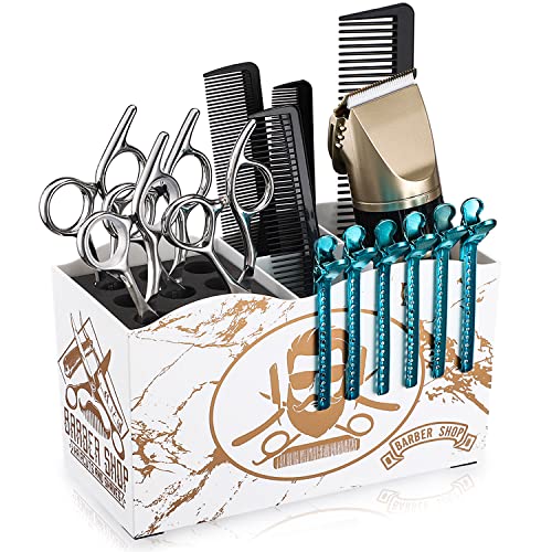 Noverlife Professional Hairdressing Scissors Holder, White Barber Scissors Holder Box Salon Shears Stand Organizer, Hairstylist Storage Case Keeper for Hair Cutting Tools Combs Clips Brushes