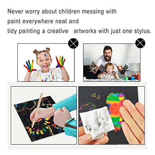Koogel 500pcs Scratch Art for Kids, 3.6 inch x 2.1 inch Rainbow Scratch Art Rainbow Magic Scratch Paper Scratch Art Paper for Children Painting Art Creation Painting Teaching