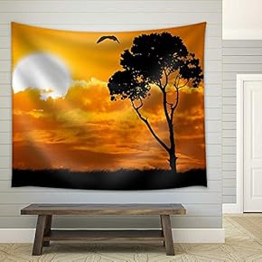 Africa Safari Nature Sunset. Element of Design. - Fabric Wall Tapestry Home Decor - 51x60 inches