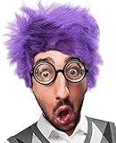Costume Adventure High Anxiety Purple Fearful Feelings Wig and Glasses Costume Set
