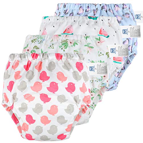 4 Pack Potty Training Pants for Baby and Toddler Girls,Pure Cotton