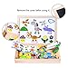 Minto Toy Wooden Magnetic Easel, Magnetic Jigsaw Double Side Board Dry Erase Board Puzzle Games Toys for Kids Toys for Boys Girls (Animals)