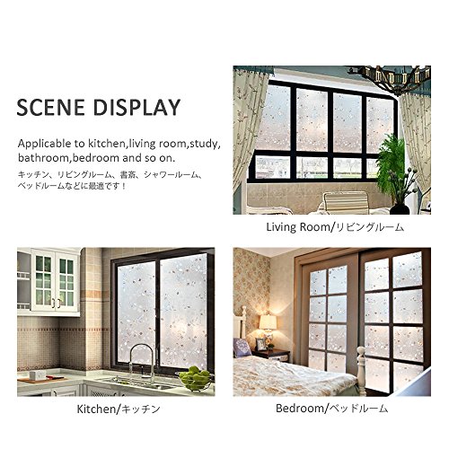 Window Film 3D Ecology Non Toxic Static Decoration For UV Rejection Heat Control Energy Saving Privacy Glass Stickers,35.4x78.7 Inches