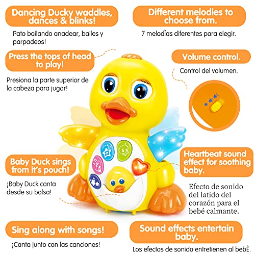 HOLA Toys for 1 + Year Old Girl Boy Dancing Walking Yellow Duck, 9 6