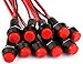 Yeeco Round Red Cap On Off Switch 12V, 10pcs Mini Self Locking SPST Tactile On Off Push Button Switch with Lead DIY Electronics Accessories