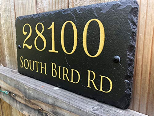 Sassy Squirrel Beautifully Handcrafted and Customizable Slate Home Address Plaque (12"x6" or 18"x8") Personalized House Sign with and mounting Hardware. Improve The Curb Appeal of Your Property