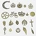 AuroTrends 100pcs Mixed Charms Pendants Cross?tree of Life, keys,hearts,crescent,sun, crown,leaves DIY for Jewelry Making and Crafting(Antique Bronze)