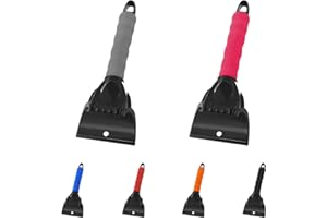 REST-EAZZZY 2 Pack Snow and Ice Scraper for Car Windshield, Frost Removal Tool with Foam Handle, for Car Truck SUV Window and Windshield, Scratch-Free (Grey & Pink)