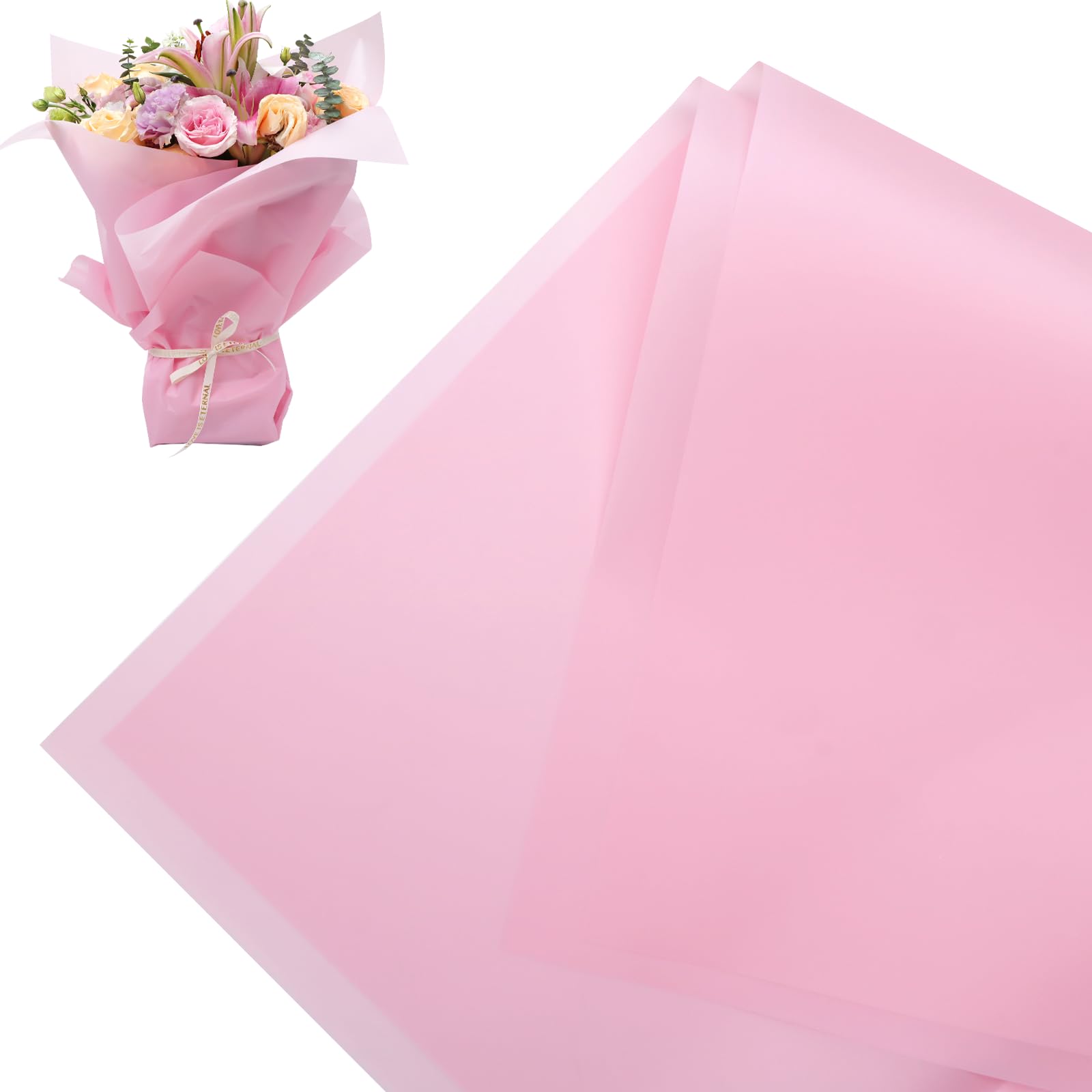 Photo 1 of Accguan 24 Sheets Flower Wrapping Paper - Packing Paper?Bouquet Wrapping Paper, for Birthday, Graduation Ceremonies, Wedding, Valentine's Day Gift(Misty Pink)