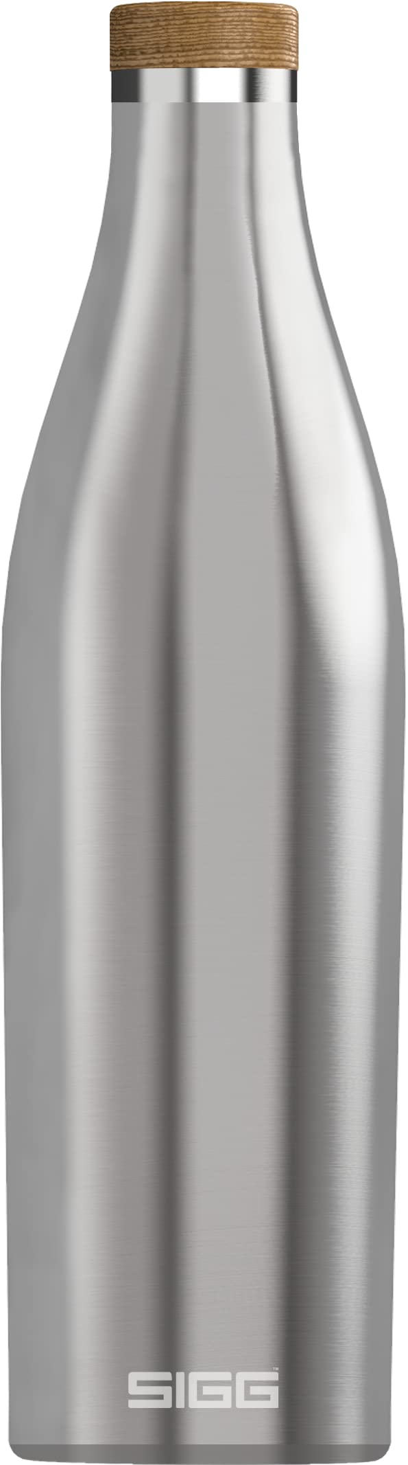 SIGG - Insulated Water Bottle - Meridian - Leakproof - Extra Slim - BPA Free - Plastic Free - Double Walled 18/8 Stainless Steel - Bamboo Screw Top - Brushed - 0.7 L, Argentée