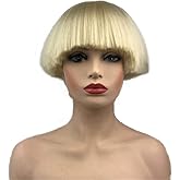 Aimole Short Yaki Straight Synthetic Wigs Blonde Mushroom Head Wig Bowl haircut Wigs Bob
