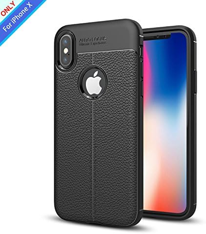 Tough Armor iPhone X Case, Carbon Fiber Soft TPU Protective Cover (with Resilient Shock Absorption) [Exact Fit] for iPhone X (2017) - Black