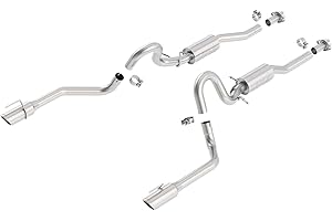 BORLA 140067 Cat-Back Performance Exhaust System for 1999-2004 Ford Mustang GT 4.6L V8 & 2003-2004 Mach 1 4.6L V8 T-304 Stainless Steel S-Type Dual Split Rear Single 4" Round Chrome Tips on Each Side