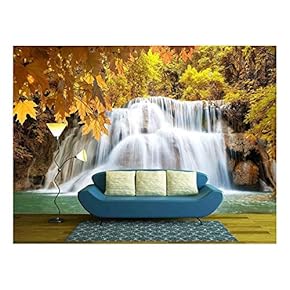 Huaymaekamin Waterfall Beautiful Waterfall in Autumn Forest Kanchanaburi Province Thailand