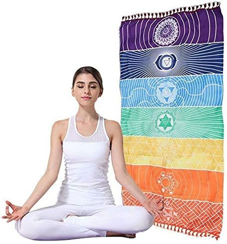 Eye eye Single Rainbow Chakra Tapestry Towel Carpet Stripe Travel Yoga Mat Outdoor Mat 150x70cm / 100x45cm