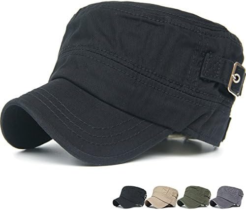 REDSHARKS Cadet Cap Military Army Flat Top Hat Adjustable Washed Cotton