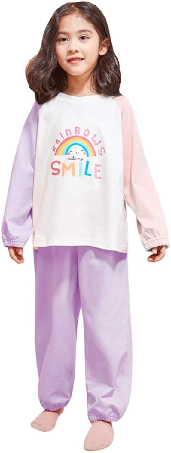 Amazon 実りの秋 ガールズパジャマ 女の子 キッズ 長袖 綿 虹柄 大きいサイズ 上下セット かわいい 春 ルームウェア 寝間着 ナイトウエア 部屋着 柔らか 薄手 保温性 プリンセス 女児 パジャマ 通販