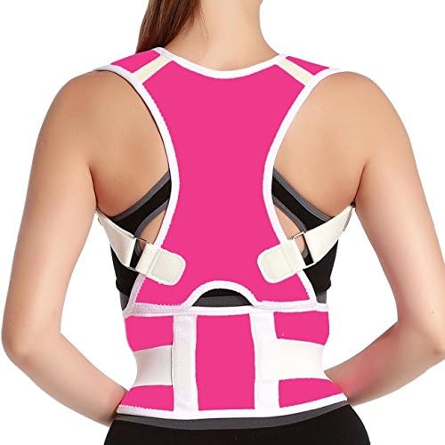 Back Posture Corrector Braces Adjustable Shoulder Support Strap with Lumbar Support for Men and Women Pink Size L