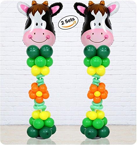 2-SET Balloon Column Stand Base and Pole Kit Balloon tower for party decoration Christmas Wedding Birthday New semester (Cow2)